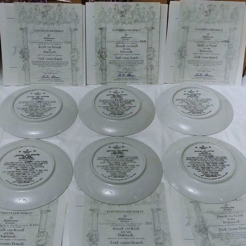 Seltmann Weiden wall plate collection 6 pcs "Animals of Our Village" new