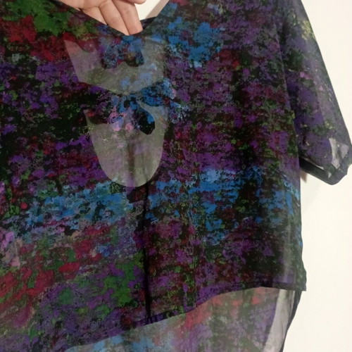 Vintage sheer top with bows, like new, multicolor, M-L