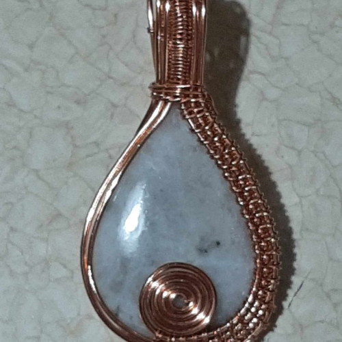 Pendant/Necklace with Brass Wire Wrap and Genuine Moss Agate