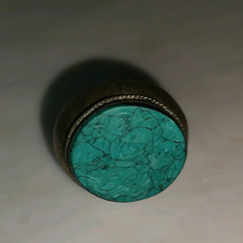 Turquoise tribal ring used, silver base