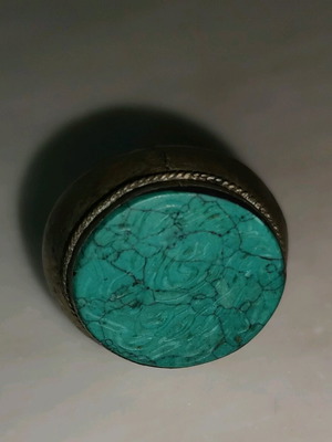 Turquoise tribal ring used, silver base