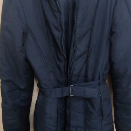Long jacket like new, size L, black with belt and lining
