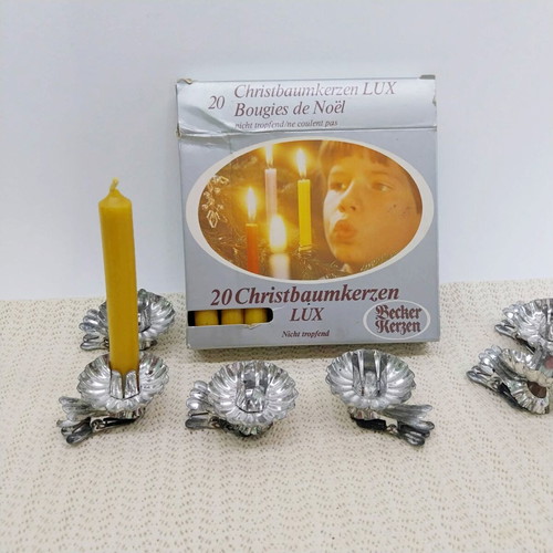 Vintage Christmas Tree Candles set of 20 with clips from Switzerland like new