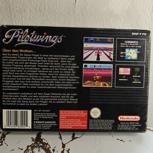 Pilotwings Super Nintendo Entertainment System game used with Greek manual