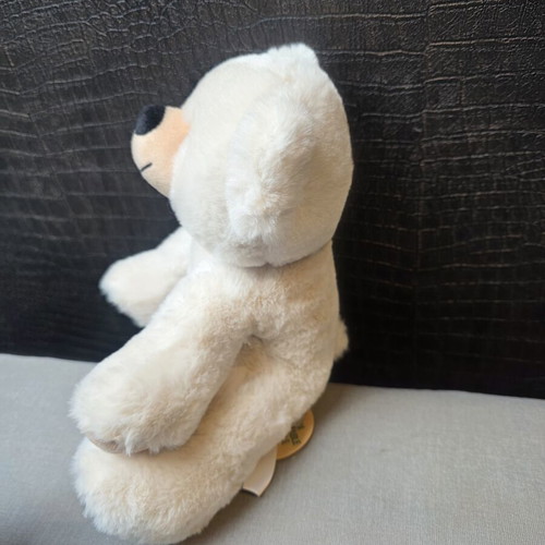 MiniFeet teddy bear, 100% recycled, with label, white