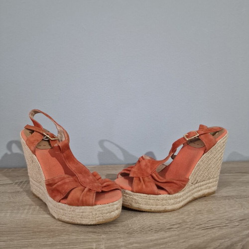 Kanna genuine suede women's wedge platform sandals size 38, like new