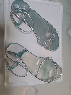 Silver sandals size 41, slip-on