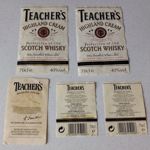 Teacher's Highland Cream labels used, pack of 31 pieces