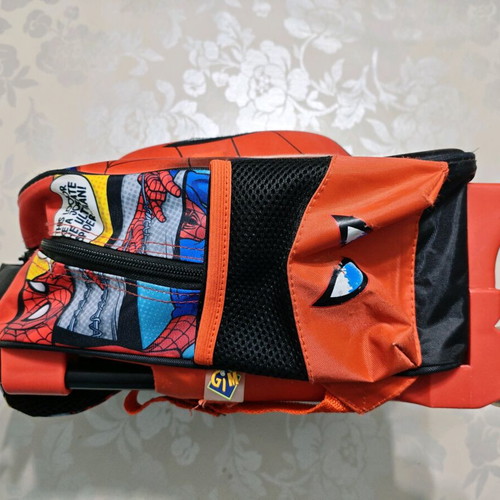 Spiderman school backpack used with wheels and detachable mask