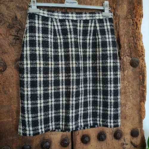 Vintage wool set with plaid skirt and knit tank top used