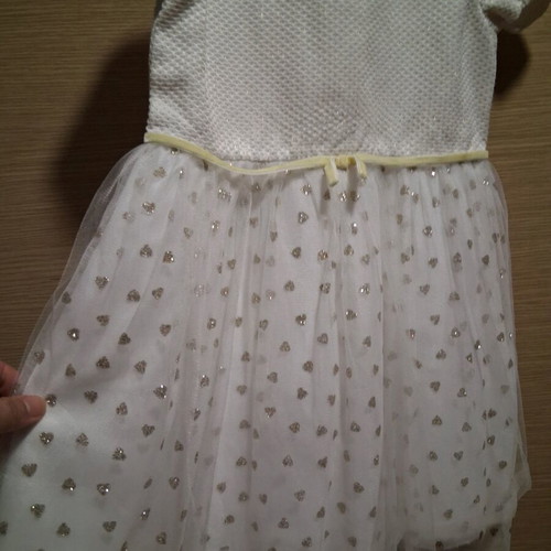 Evita dress and coat set for 3-year-old girls new, beige and gold glitter
