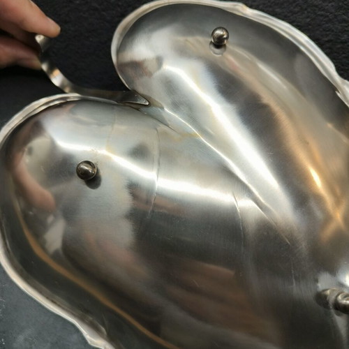 Vintage silver-plated decorative leaf-shaped plate used