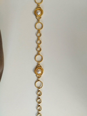Belt used gold color with two missing pearls, adjustable
