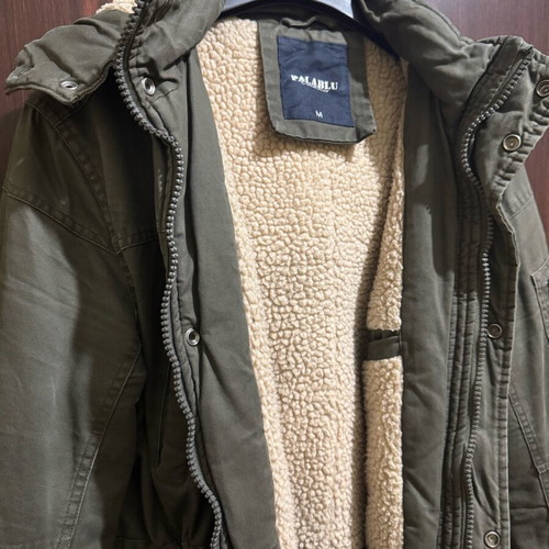 Men's parka jacket size medium khaki like new missing zipper