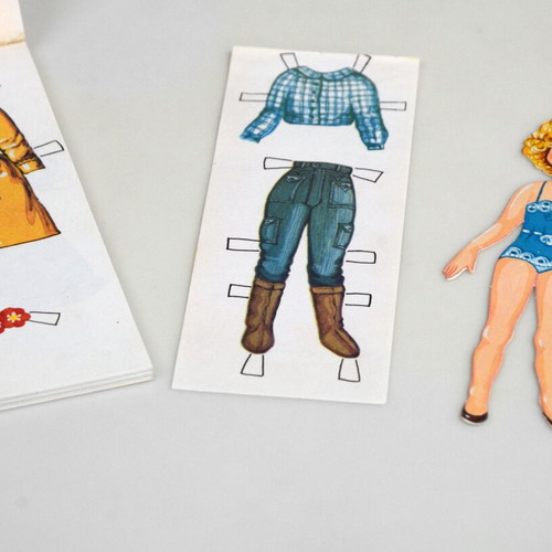 Vintage Paper Doll Mini Mannequin craft set used, 1980s