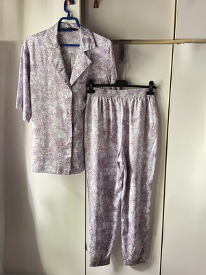 Zara satin shirt and pants set like new, pink and purple