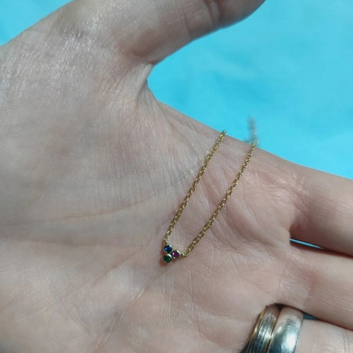 Necklace with multicolored crystals from gold-plated 925 silver new