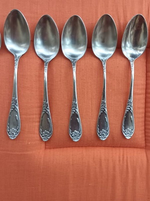Set of 7 vintage silver-plated spoons from Soviet Union used