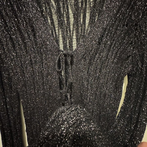 Mango crochet-style cardigan like new, black and silver