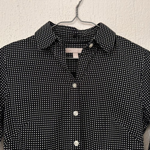 Banana Republic polka dot shirt like new, size 2 Petite, black and white