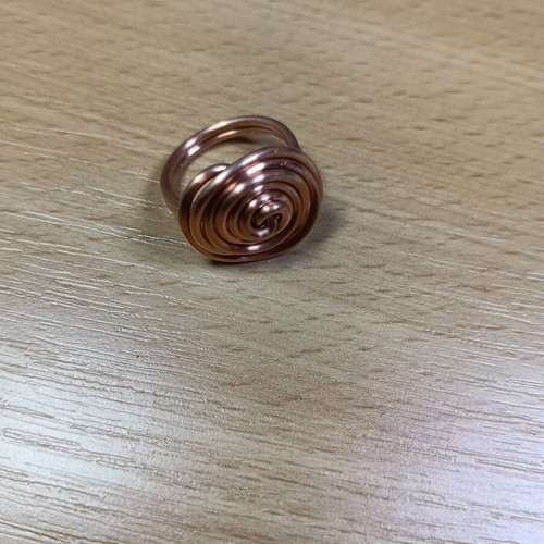 Copper ring handmade from scratch, new, twisted design, size 17.3