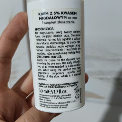 Pharmaceris Sebo-Almond Peel exfoliating night cream 5% mandelic acid used