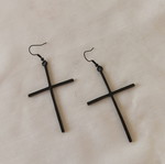 Black Minimal Cross Dangling Earrings new, goth punk style