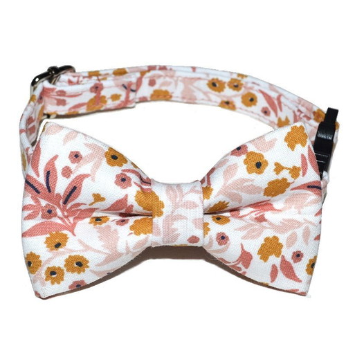 Breakaway cat collar pink floral handmade with removable bow new