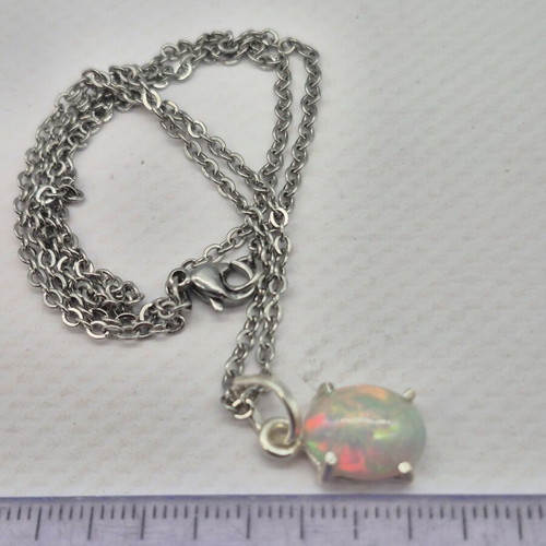 Ethiopian Opal Silver 925 Necklace new, 5 carat gemstone