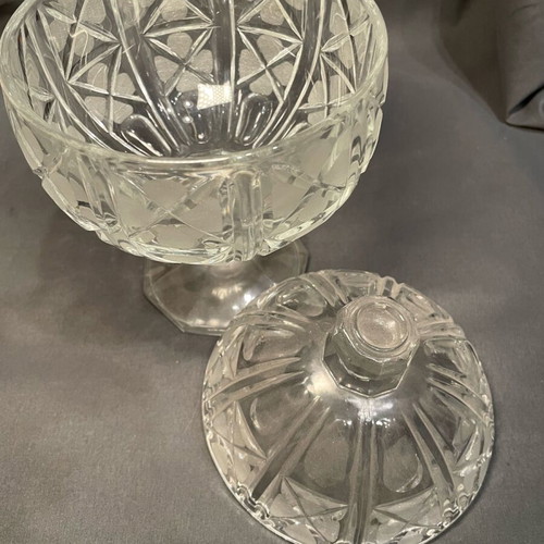Glass vintage carved fondantier like new