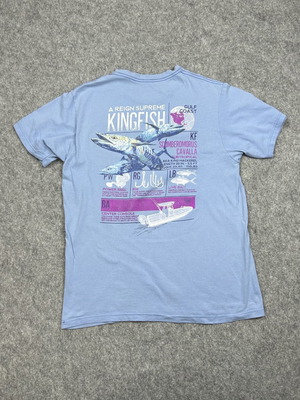 Columbia PFG Kingfish Gulf Coast Graphic T-Shirt used, men's M, cotton, blue turquoise