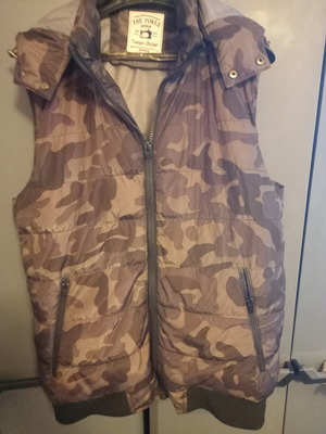 Bershka Military Gilet like new, gray and brown, size L