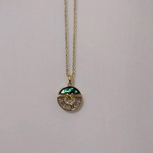 Stainless steel necklace new with zircon 45cm adjustable chain