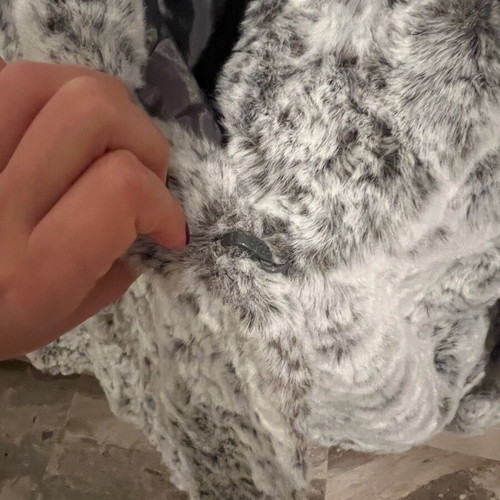 Faux fur women's coat like new, white and gray