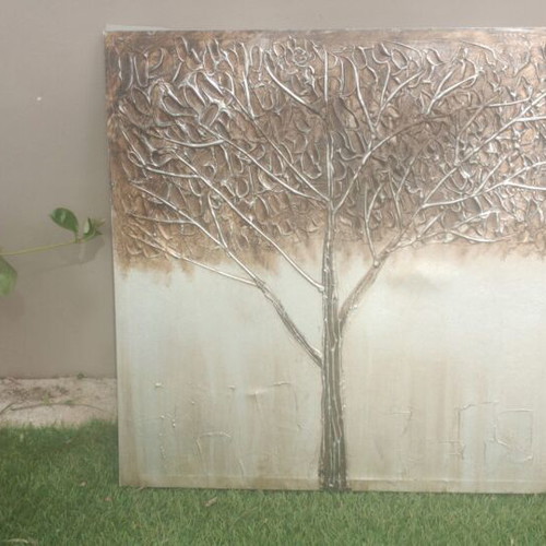 Canvas painting with tree theme used