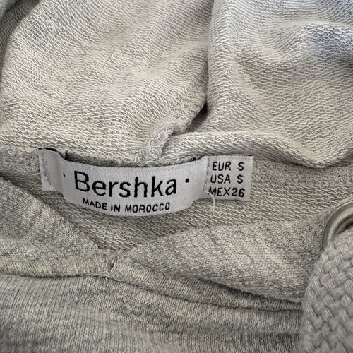 Bershka grey long-sleeve top with cutouts and adjustable hood