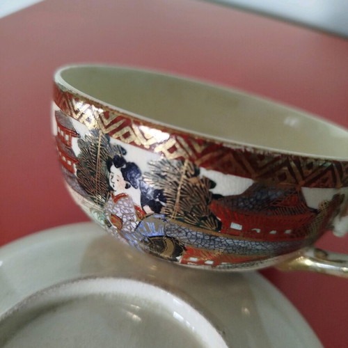 Chawan Japanese cup like new with saucer, 19th century