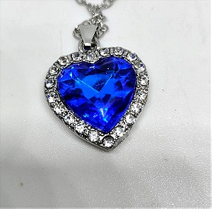Μενταγιον Περιδεραιο Royal Blue Diamond Heart
