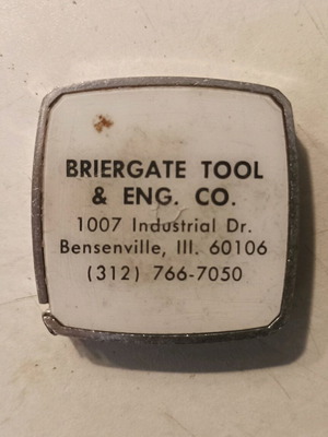 Briergate tool & ENG CO. vintage collectible tape measure used