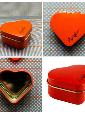 Metal red small heart-shaped box like new