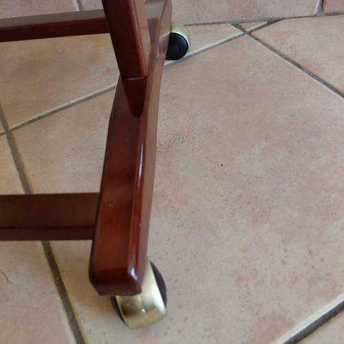 Wooden wheeled suit hanger walnut Italian design like new