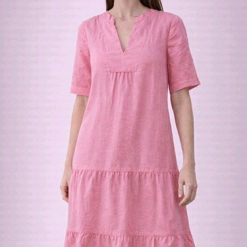 Zara Linen Midi Dress New with Tags, Pink Fuchsia, Size M