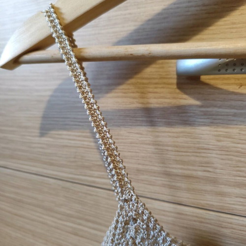 Knitted spaghetti strap top with embroidered beads, elastic, like new