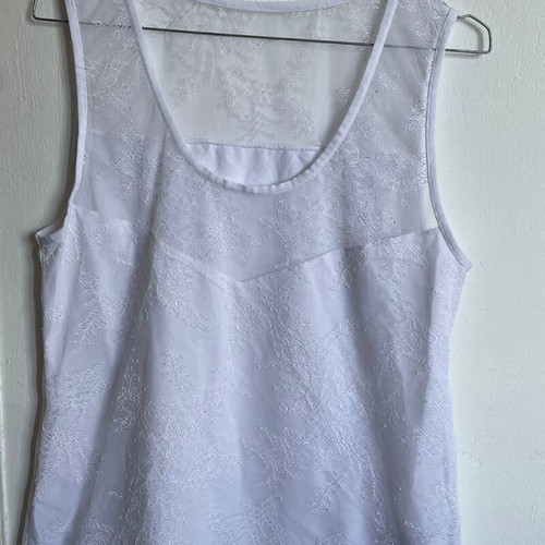 Luna modal sleeveless blouse new, white with lace in S, M, L