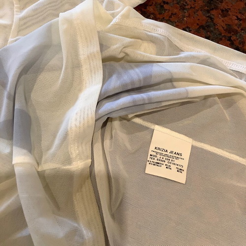 Krizia Jeans transparent T-shirt like new, unisex, white and turquoise, size XL