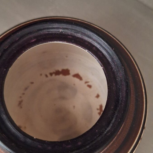 Ceramic traditional handmade container with lid, used, 1970s