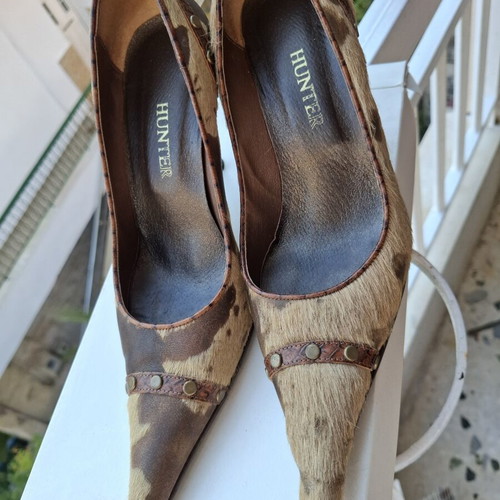 Hunter women's fur leather pumps like new, size 36, brown