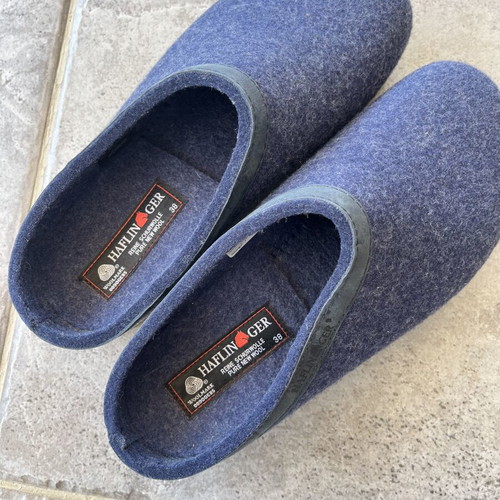 Haflinger wool slippers unisex new, size 38, blue