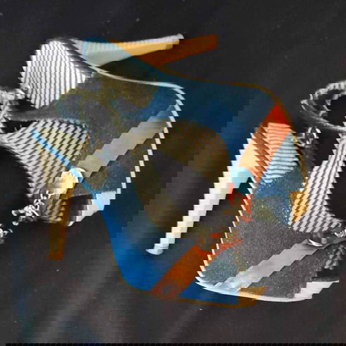 Γόβες peep toe τζιν με ψηλό τακούνι Νο40 μεταχειρισμένες