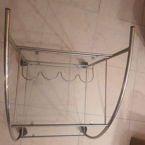 Glass bar table like new with wheels